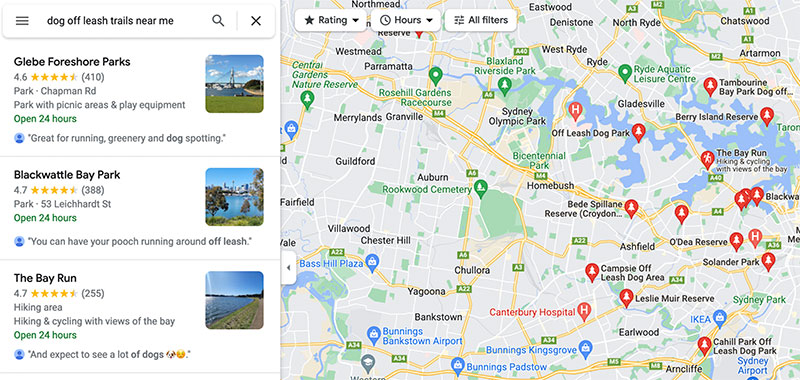 Off leash dog trails near me