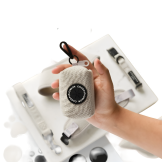 Cocopup London Brown Tweed Dog Poop Bag Holder, Herringbone Pattern, 8 x 6 x 6 cm, with Zip Closure