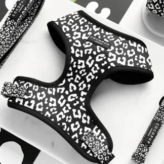 Cocopup - Black Leopard Adjustable Neck Harness - Medium - Neck = 39-50cm/ Chest = 46-60cm