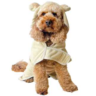 Cocopup London Dog Drying Robe with Teddy Lining, Microfibre Towel with Hood, 38-62cm Length (M)