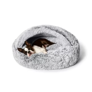 Snooza Calming Hoodie Cuddler – Silver Fox, Hooded Dog Bed for Anxiety, EcoFresh Filling, Machine Washable, Made in Australia – Mindiampets.com.au