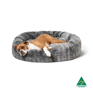 Snooza Cuddler – Chinchilla Faux Fur Dog Bed, Washable Covers, Eco Filling, Nesting Comfort, Multiple Sizes – Mindiampets.com.au