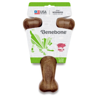 Benebone Bacon Wishbone | Durable Chew Toy with Real Bacon Flavor