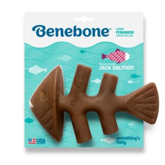 Benebone Jack Salmon Fishbone – tough, paw-friendly chew toy with real fish flavor. Perfect for dogs who love to chew and crave a unique seafood taste.
