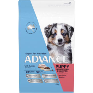Advance Puppy Sensitive Skin & Digestion Medium Breed | Turkey Formula | Supports Skin & Digestive Health | Australian Made