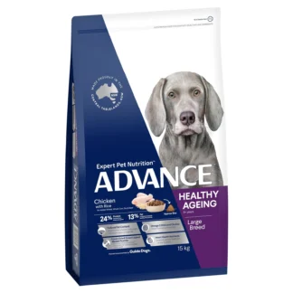 Advance – Adult Dog – Large Breed – Healthy Ageing – 15kg | Joint, Brain, Heart & Gut Support | Senior Dog Formula | No Wheat or Soy | Australian Made