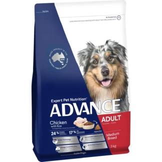 Advance – Adult Dog – Medium Breed – Chicken | 13kg | Dental, Skin, Coat & Gut Health | No Wheat or Soy | Australian Made Premium Dog Food