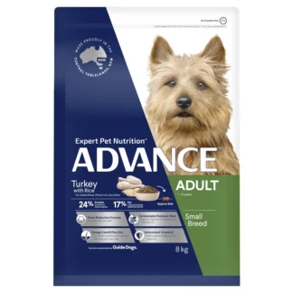 Advance Small Breed Turkey 3kg provides premium nutrition for small dogs. Supports immune health, digestion, and shiny coat with quality Australian ingredients.