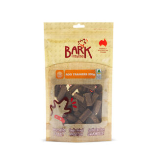Bark & Beyond Roo Trainers are bite-sized, low-fat kangaroo training treats. Grain-free, all-natural, and made in Australia. Perfect for training.