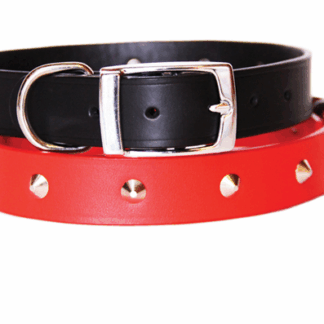 Shop the Beau Pets Deluxe Studded Leather Collar in Red. Made from quality leather with bevelled edges, chrome-plated buckle, keeper, and D-ring.