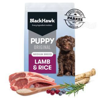 Premium lamb & rice puppy food for medium breeds. Supports growth, immunity & digestion.