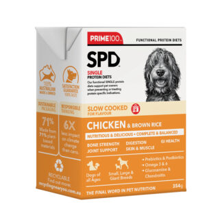 Prime100 – SPD Slow Cooked – Chicken & Brown Rice | Digestive Health Dog Food | Mindiampets Australia