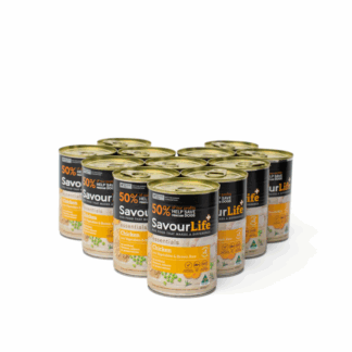SavourLife – Wet Food Tins – Adult – Chicken with Vegetables & Brown Rice – 12 x 400g | Mindiampets Australia