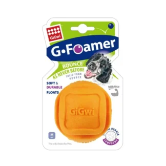 GiGwi – G-Foamer – Ball | Floating TPR Foam Fetch Toy 6.5 cm (High-Vis Orange)