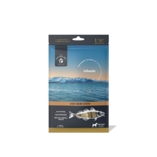 Handcrafted Atlantic Cod Skin Chews for dogs. High-protein, crispy texture for dental health. 100% natural, air-dried & grain-free. Order now for fast AU-wide shipping!