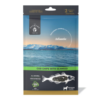 Handcrafted Cod Chips with Seaweed for dogs. Rich in minerals for immunity and gut health. 100% natural, grain-free, and air-dried. Fast shipping across Australia!