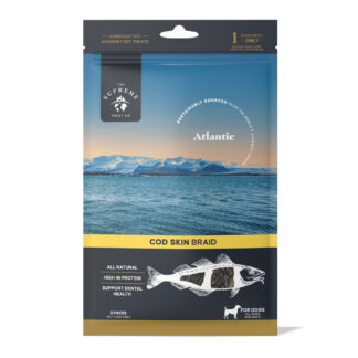 Handcrafted Braided Cod Skin treats for dogs. Unique shape for dental health and long-lasting chewing fun. 100% natural, air-dried & grain-free. Fast AU-wide shipping!